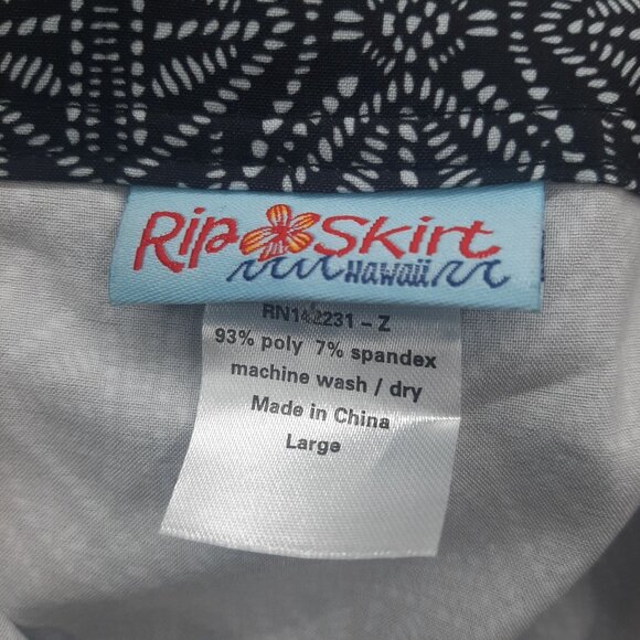 RipSkirt Hawaii Wrap Skirt Size large Black Pearl Batik Length 2 hook & loop - Picture 4 of 6